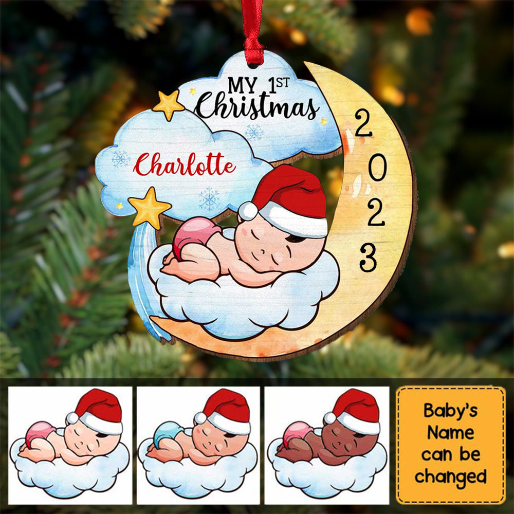 Baby's 1st Christmas Moon Personalized Ornament