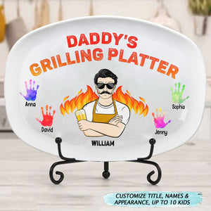 Daddy's Grilling Platter - Gift For Dad, Father, Grandfather, Grandpa - Personalized Plate