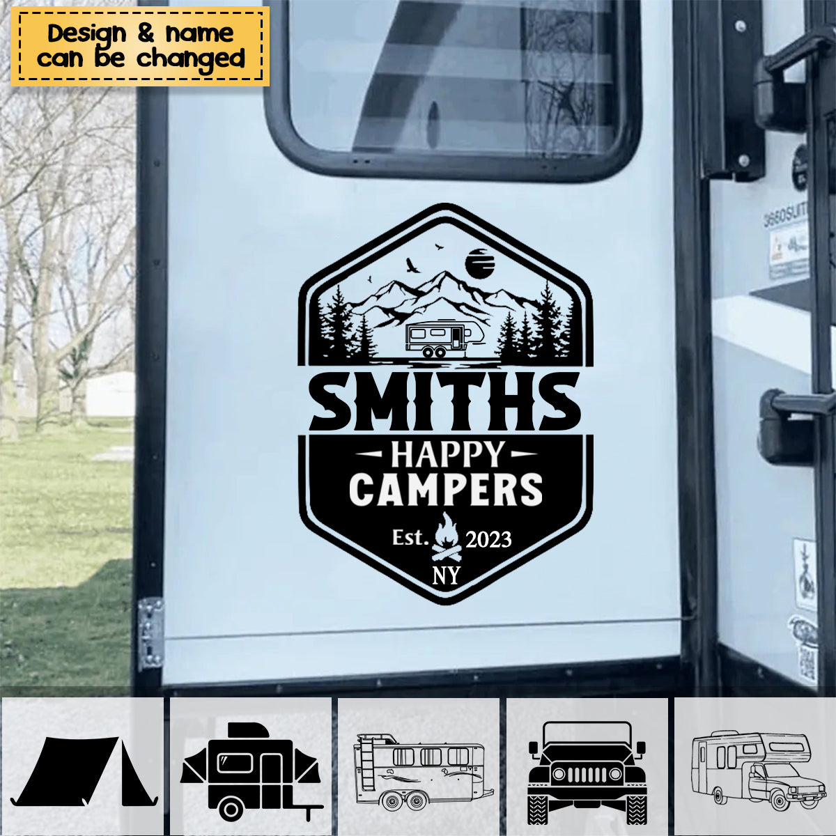 Family Adventures - Camping Personalized Custom RV Decal - Gift For Camping Lovers