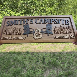 Personalized Campsite 2-Layer Wood Sign