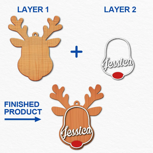 2024 New Release - Santa's Reindeer Christmas - Personalized 2-Layered Wooden Ornament