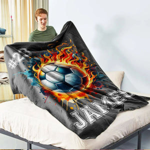 Personalized Flaming Sports Ball Blanket, Gift For Sport Players