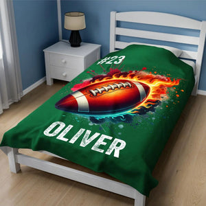 Personalized Flaming Sports Ball Blanket, Gift For Sport Players