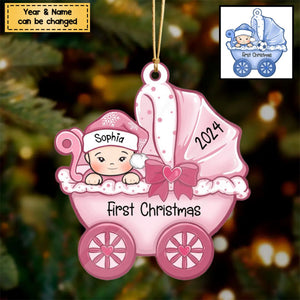 2024 Release - Baby's First Christmas, Baby Carriage, Personalized Christmas Ornament, Custom Gift for Baby