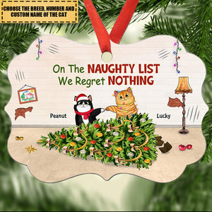 Naughty Cats Regret Nothing Personalized Christmas Ornament