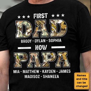 Personalized First Dad Now Papa Shirt