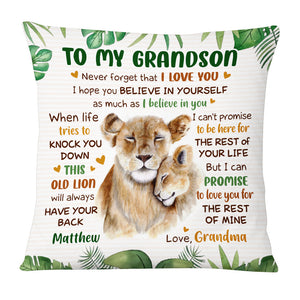 Birthday Gift For Grandson Lion To My Grandson Personalized Pillow