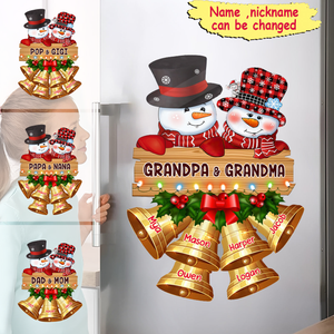 Customized Snowman Grandpa & Grandma Mom & Dad Family Christmas Gift Sticker Decal