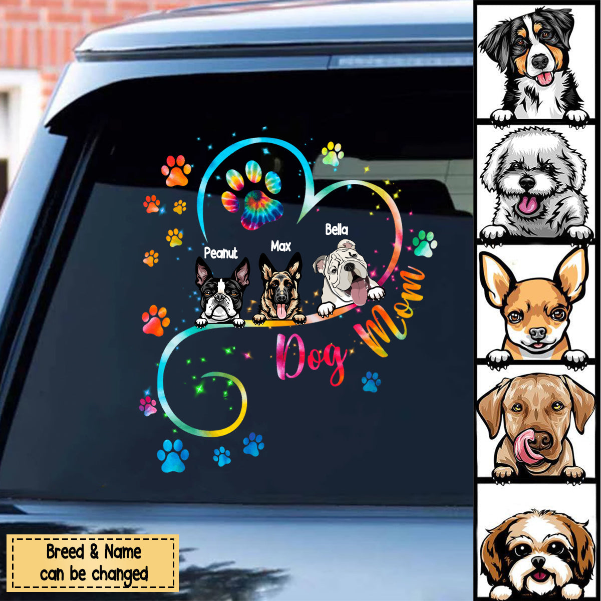 Dog Mom Heart Line Personalized Decal - DIY Gift For Dog Lovers