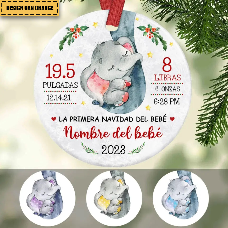 Elephant Baby First Christmas Ornament