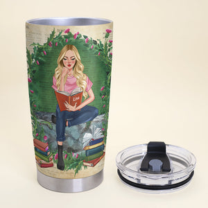 Custom Book Titles - Personalized Tumbler Cup - A Sitting Girl, Read And Chill