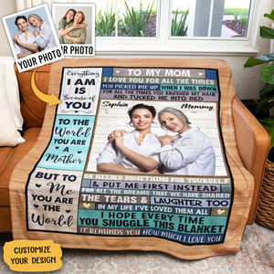 Personalization Gifts For Mom - I Love You For All The Time - Personalized Picture Blanket - Personalized Mother's Day Gift