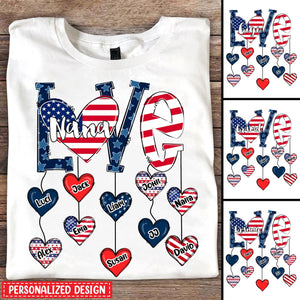 Love Is Being Called Grandma Auntie Mom American Flag Pattern Personalized Shirt