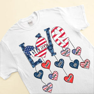 Love Is Being Called Grandma Auntie Mom American Flag Pattern Personalized Shirt