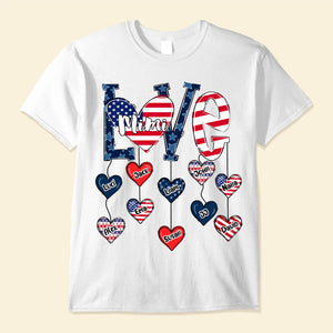 Love Is Being Called Grandma Auntie Mom American Flag Pattern Personalized Shirt