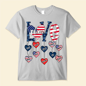 Love Is Being Called Grandma Auntie Mom American Flag Pattern Personalized Shirt