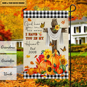 Fall Flag Fall For Jesus God Has You In His Arms Memorial Personalized Halloween Thanksgiving Flag