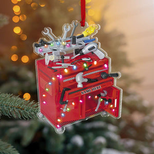 Racing Toy Tool Box & Engine Block, Personalized Ornament, Christmas Gift For Mechanic, Racer