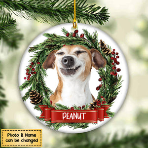 Custom Photo Dog Ceramic Ornament For Christmas