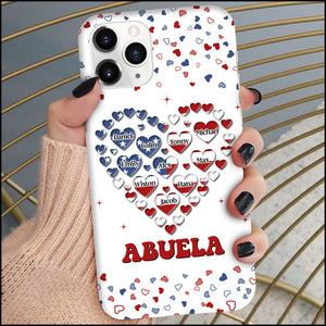 4th of July American Flag Heart Grandma Auntie Mom Kids Personalized Phone Case