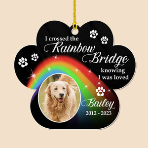 Personalized Dog Memorial Flower Acrylic Ornament - I Crossed The Rainbow Bridge - Dog Loss Gift, Remembrance Gift