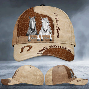 Love Horse Breeds Hoofprint Leather Pattern Personalized Cap - Gift For Horse Lover