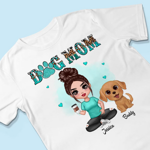 Watercolor Cute Dogs Teal And Leopard Dog Mom Personalized Shirt - Gift For Dog lover