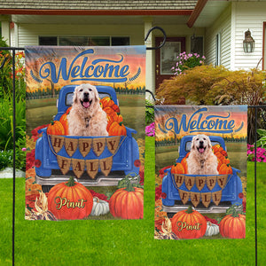 Welcome, Happy Fall, Thankgivings - Personalized Pet Photo & Name Flag - Gift For Pet Lovers