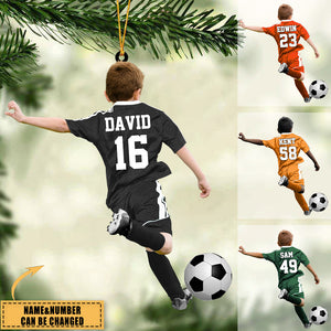 Custom Personalized Football/Soccer Boy Acrylic Christmas Ornament, Gift For Football/Soccer Lovers