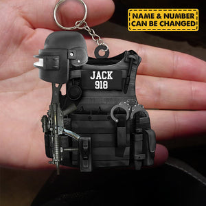 Personalized Swat Police Bulletproof Gun 2 Sided Acrylic Keychain