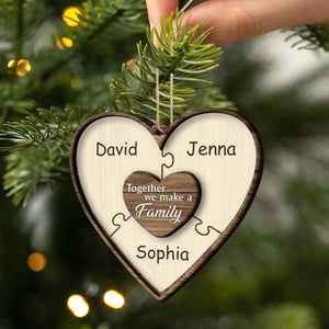 Christmas Puzzle Together We Make A Family - Gift For Family - Personalized 2-Layered Wooden Ornament