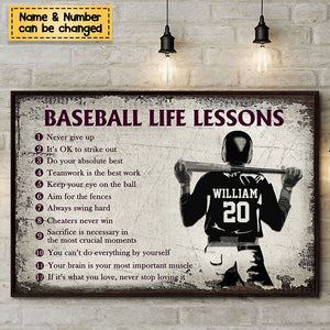 Personalized Baseball Life Lessons Customized Poster