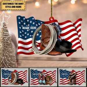 American Cowgirl Boots And Hat Personalized Ornament Gift For Cowgirl Horse Lovers