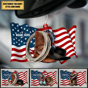 American Cowgirl Boots And Hat Personalized Ornament Gift For Cowgirl Horse Lovers