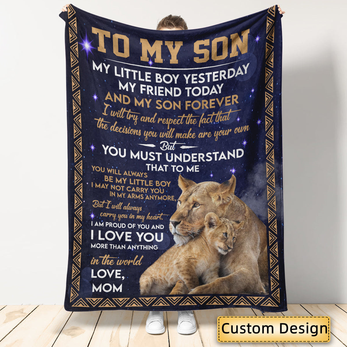 Gift For Son Blanket, To My Son Lion My Little Boy Yesterday My Friend To Day And My Son Forever - Love From Mom Live Preview