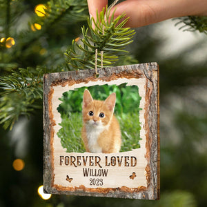 Christmas Custom Photo Memorial Forever Loved - Memorial Gift - Personalized Custom Shaped Wooden Ornament