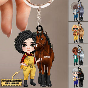 Personalized Horse Girl Acrylic Flat Keychain