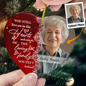 You Still Live On In The Hearts And Minds - Personalized Ceramic Photo Ornament