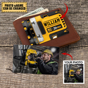 Personalized Power Tool 2-Sided Aluminum Wallet Card - Father's Day Gift Idea - Upload Photo