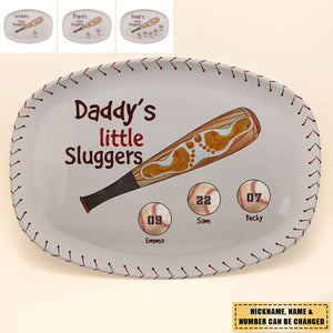 Daddy’s Little Sluggers Baseball Sport Personalized Platter - Gift For Dad Or Grandpa