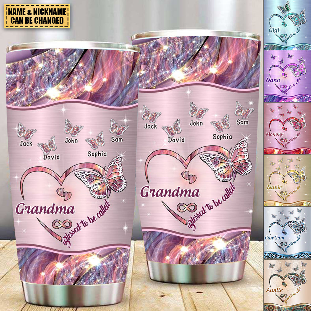 Personalized Butterfly Tumbler Pink Glitter Jewelry Style