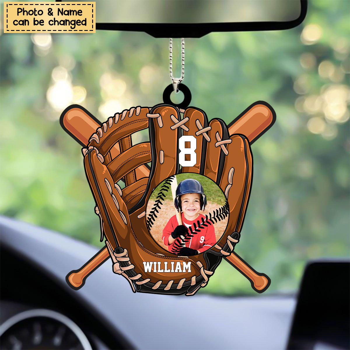 Gift For Grandson For Baseball Boy Upload Photo Car Hanging Ornament