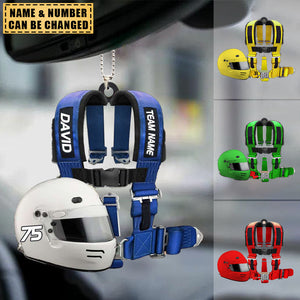 Racing Seat Belt And Helmet Personalized Christmas/ Car Hanging Ornament