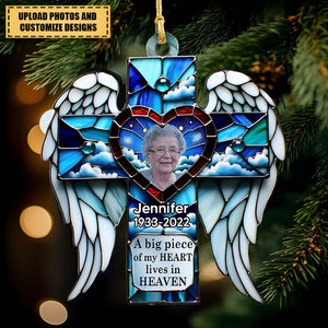 A big piece of my Heart lives in Heaven Memorial Upload Photo Personalized Acrylic Ornament