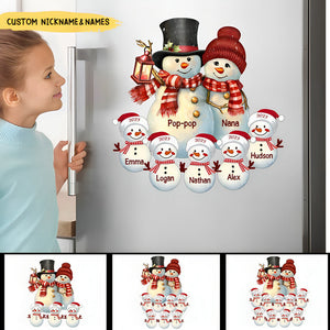 Couple Snowman Christmas Grandma Grandpa With Grandkids Personalized Sticker Decal