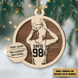 Basketball Player - Personalized Christmas Wooden Ornament, Basketball Ornament