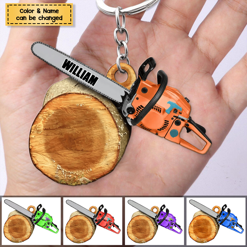 Personalized Arborist Wood Acrylic Keychain