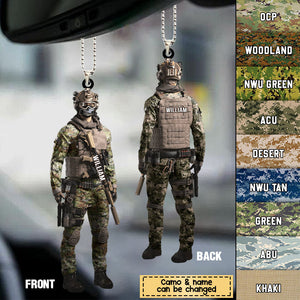 Personalized Proud Military Veteran Combat Uniform Gift For Soldier Car Hanging Ornament