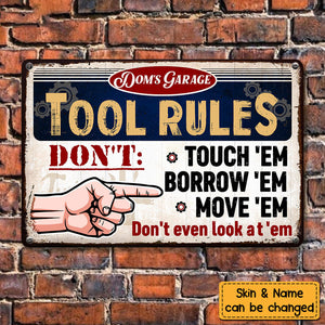 Garage Tool Rules Gift For Dad For Grandpa Metal Sign