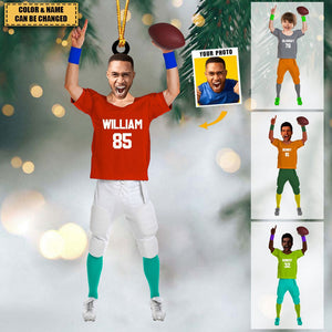 Personalized Football Players Acrylic Christmas/Car Ornament - Upload Photo